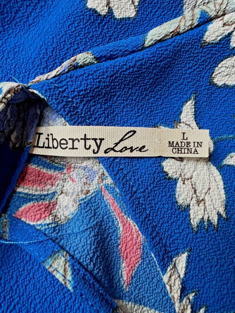 Liberty Love Blue floral print blouse flutter sleeves boho summer spring Size XL - Picture 4 of 7